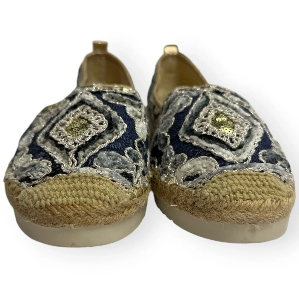 Patrizia Spring Step‎ Jute Sequin Espadrilles Slip On Shoes Womens Sz 38/7.5-8